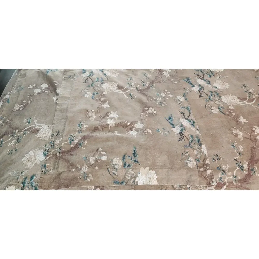 Peruvian Connection Magnolia Sateen Cotton Queen Duvet 4 Shams Green Gold Floral